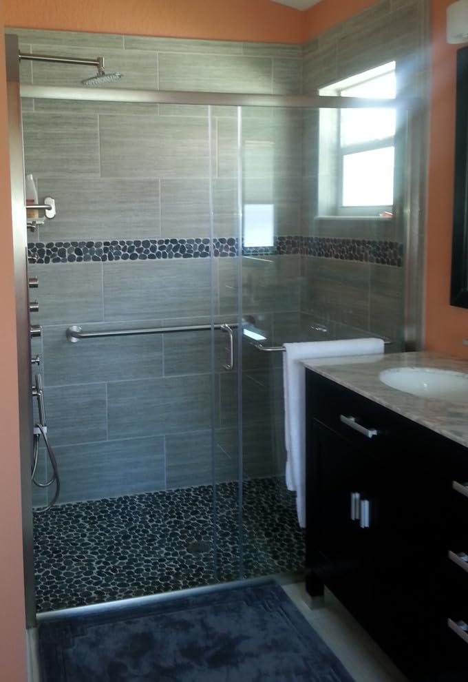 CNK Tile Congo Black Natural Stone Pebble Mosaic Tile Sheet Matte Finish Waterproof Indoor Use 12" x 12"