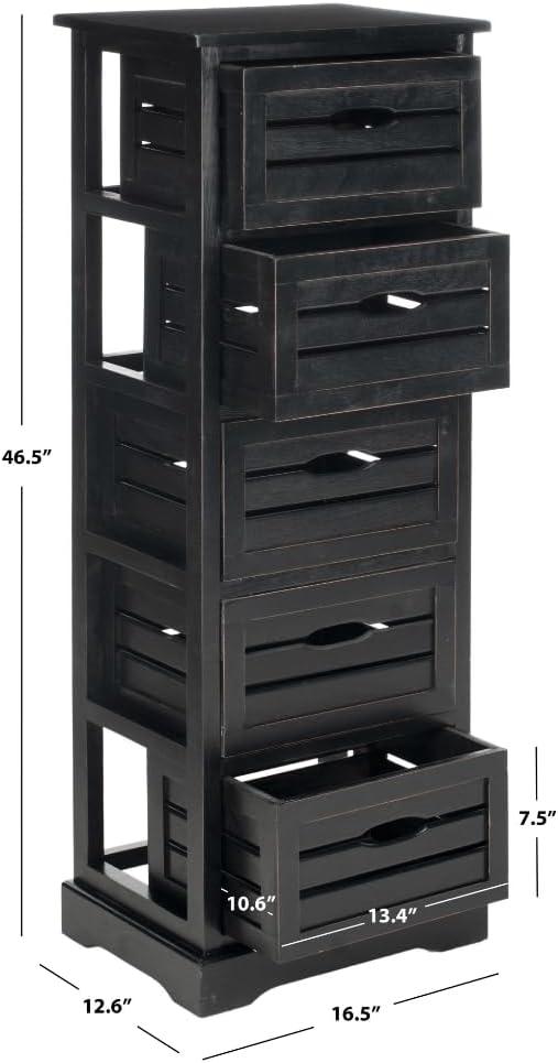 Samara 5 Drawer Cabinet - AMH5714 - Distressed Black - Safavieh Couture