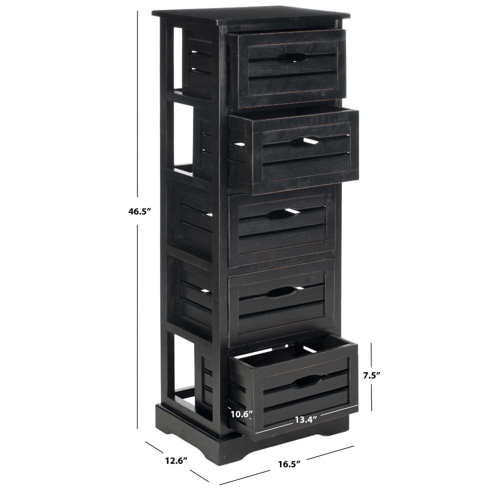 Samara 5 Drawer Cabinet - AMH5714 - Distressed Black - Safavieh Couture