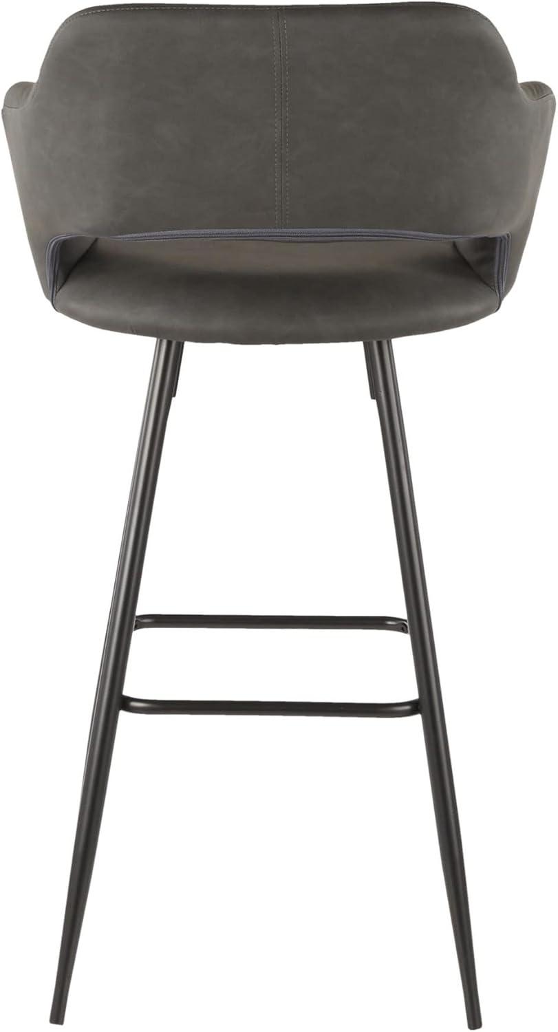 Sleek Contemporary 40.5" Black Metal & Grey Leather Bar Stool Set