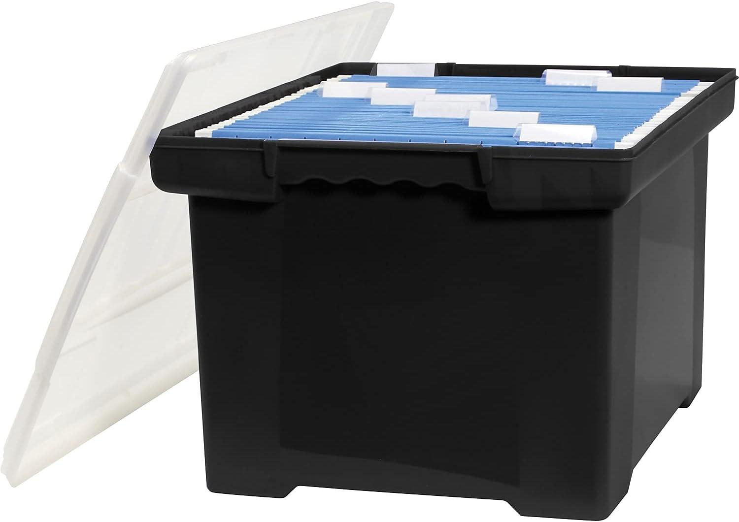 Storex Tote with Comfort Edges, Legal/Letter, 13.9" x 18.3" x 10.6", Black, 4/Carton