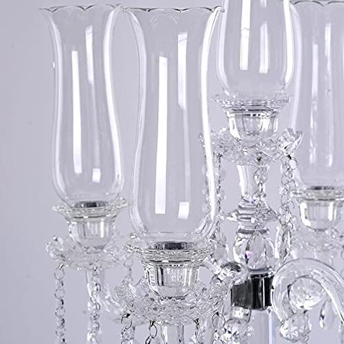 BalsaCircle 32" Clear 5 Arm Crystal Glass Candelabra Hurricane Taper Candle Holder Wedding Party Decorations