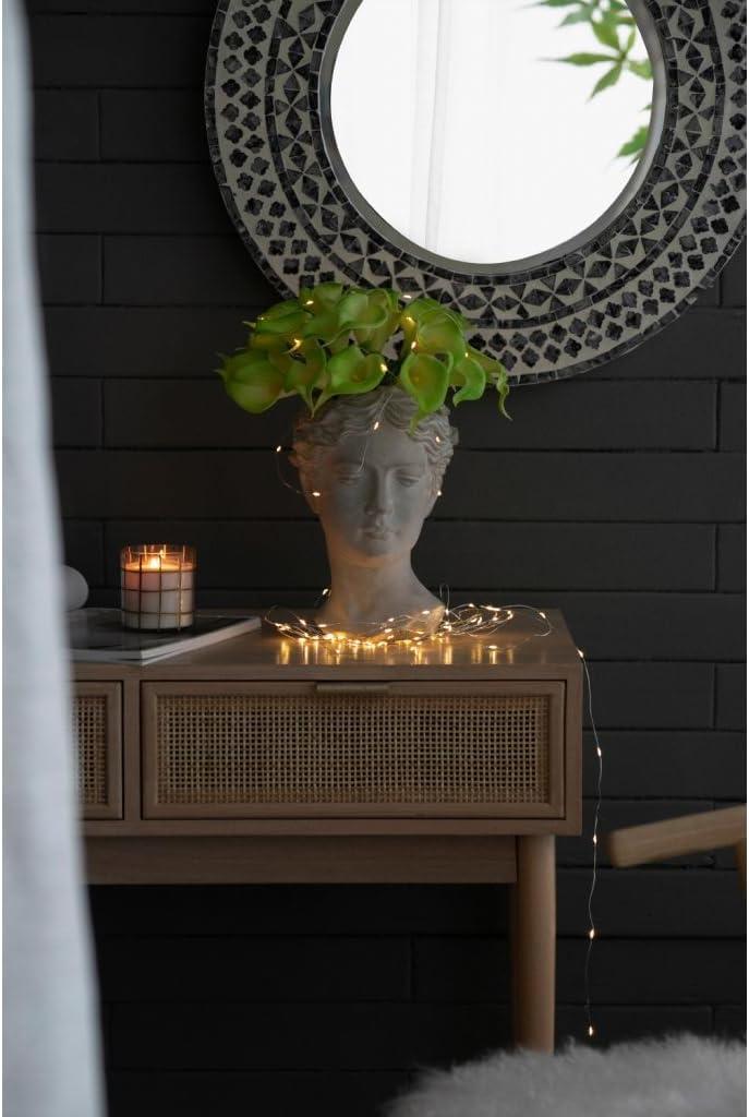 Classic Greek Lady Whitewash Cement Head Planter - Indoor/Outdoor Decor