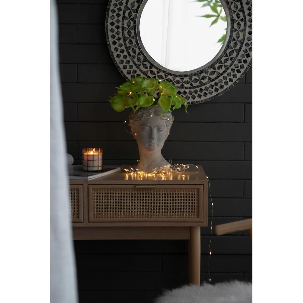 Classic Greek Lady Whitewash Cement Head Planter - Indoor/Outdoor Decor