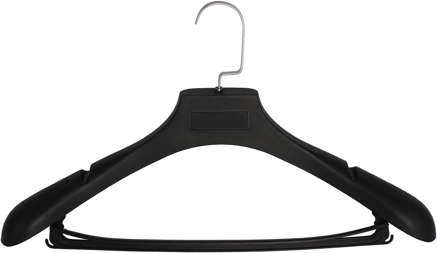 Black Extra Wide Plastic Suit Hangers with Swivel Hooks, Pack of 15