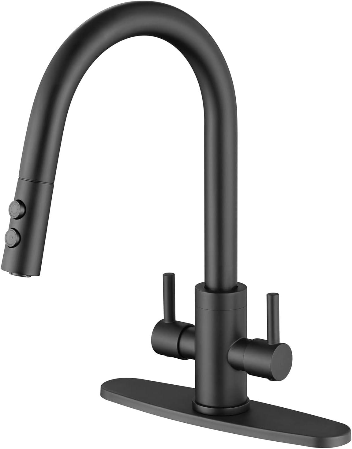 Matte Black Stainless Steel Pull-Down Kitchen Faucet