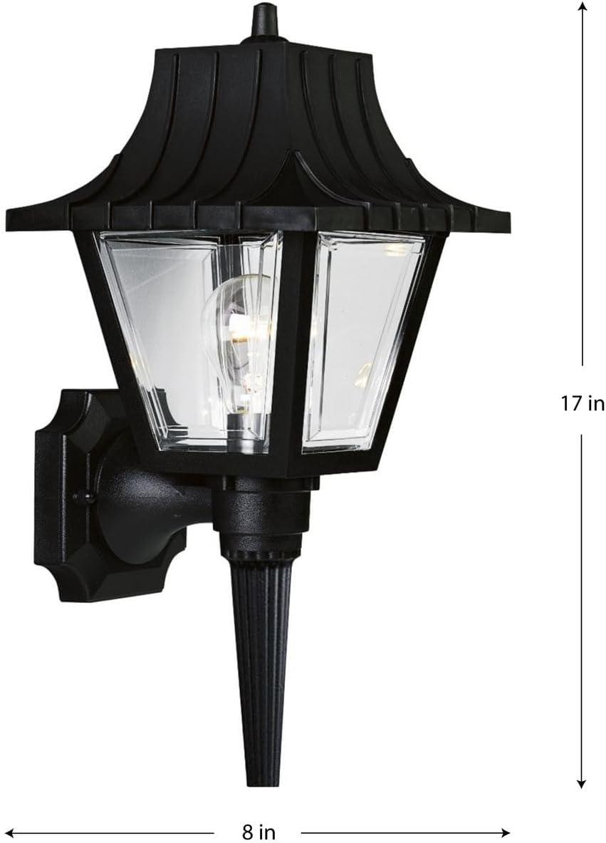 Progress Lighting Mansard 1-Light Outdoor Wall Lantern in Black with Beveled Clear Acrylic Panels