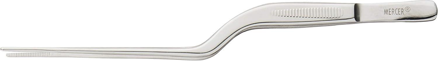 Mercer Stainless Steel Offset Chef Plating Tongs, 7.5 Inch