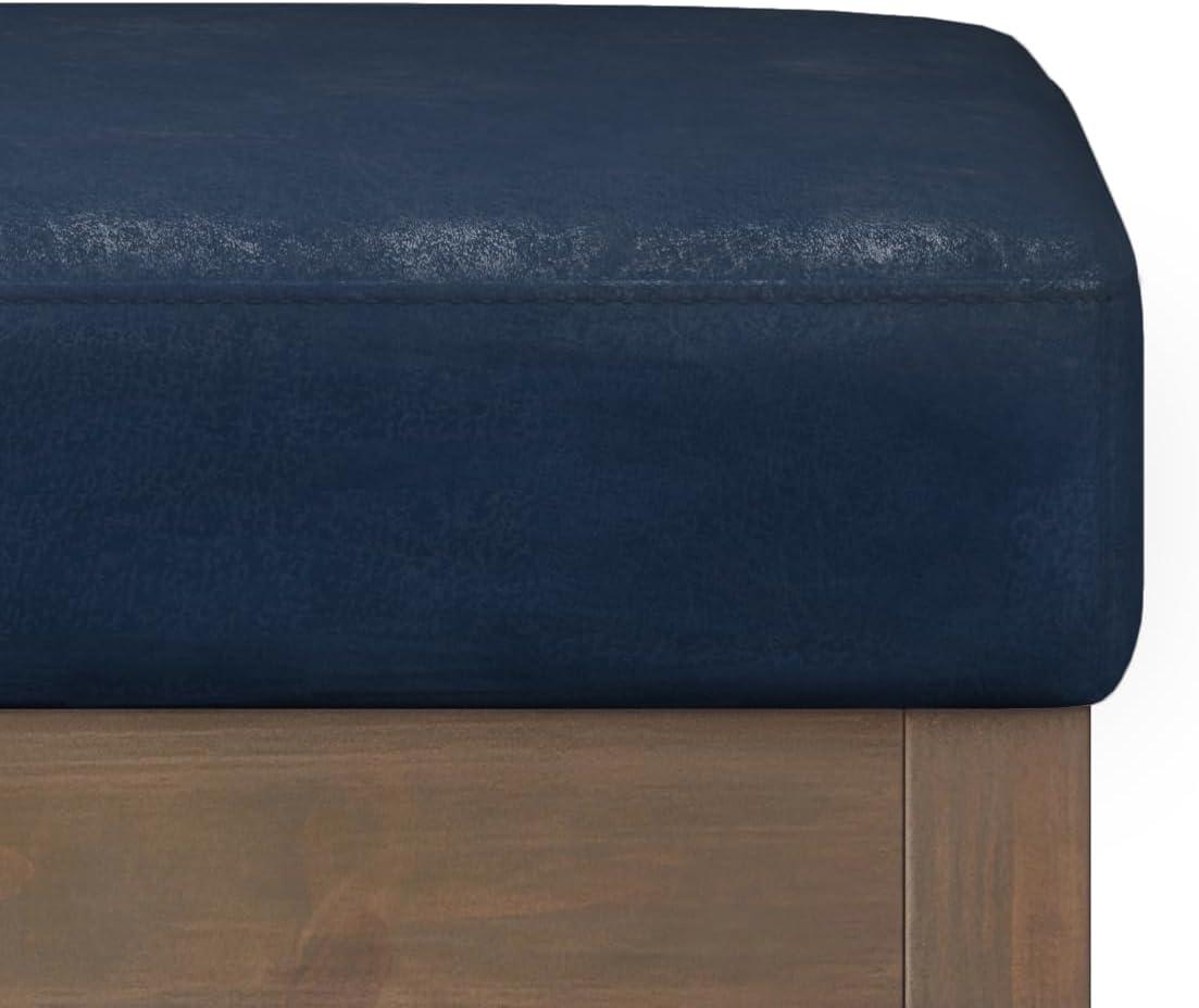 Simpli Home Milltown Ottoman Bench with Upholstered Seat and Solid Wood Frame