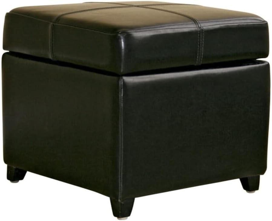 Full Leather Storage Cube Ottoman - Baxton Studio