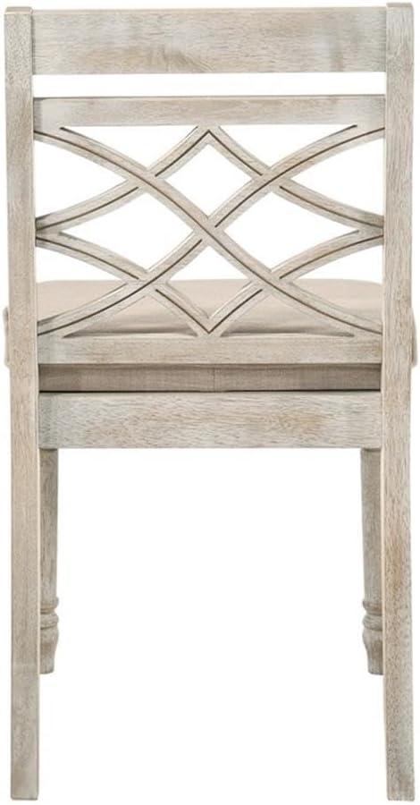 Cillin Side Chair (Set-2), Fabric & Antique White Finish