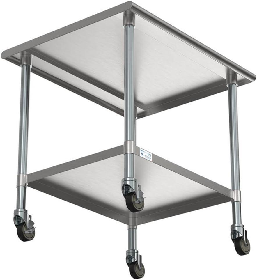 30" x 36" 18-Gauge 304 Stainless Steel Commercial Work Table with Casters, CT3036-18C.