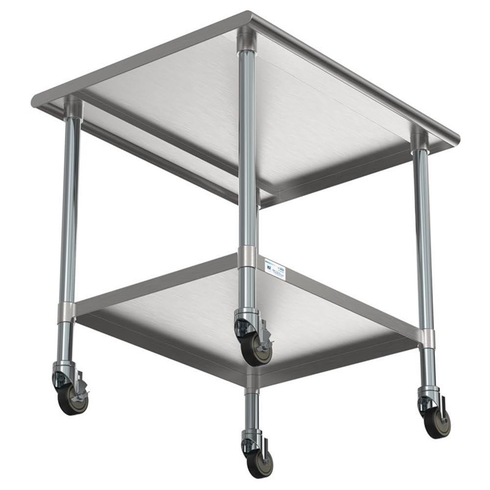 30" x 36" 18-Gauge 304 Stainless Steel Commercial Work Table with Casters, CT3036-18C.