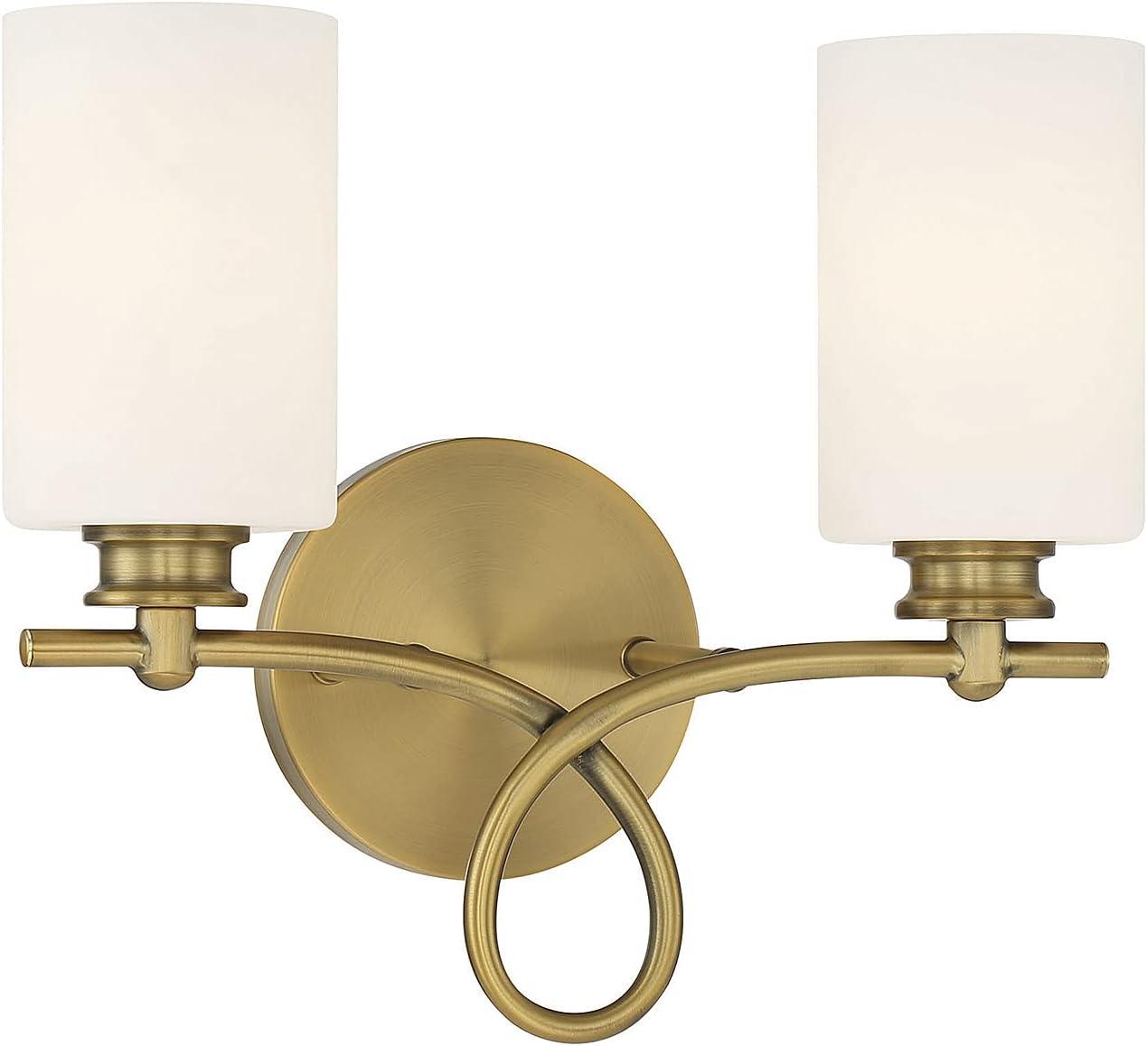 Woodbury Warm Brass 2-Light Bathroom Vanity Fixture