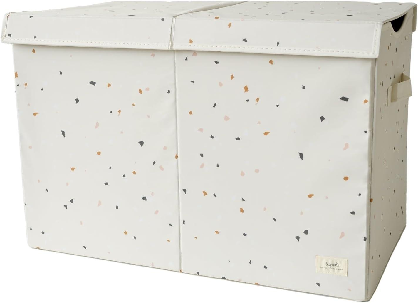 Cream Terrazzo Recycled Fabric Folding Storage Chest with Lid