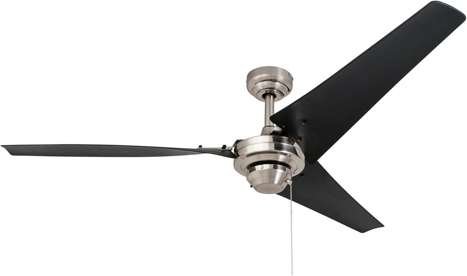 Prominence Home Armadale 56" Nickel Industrial Ceiling Fan with 3 Blades, Pull Chain & Reverse Airflow