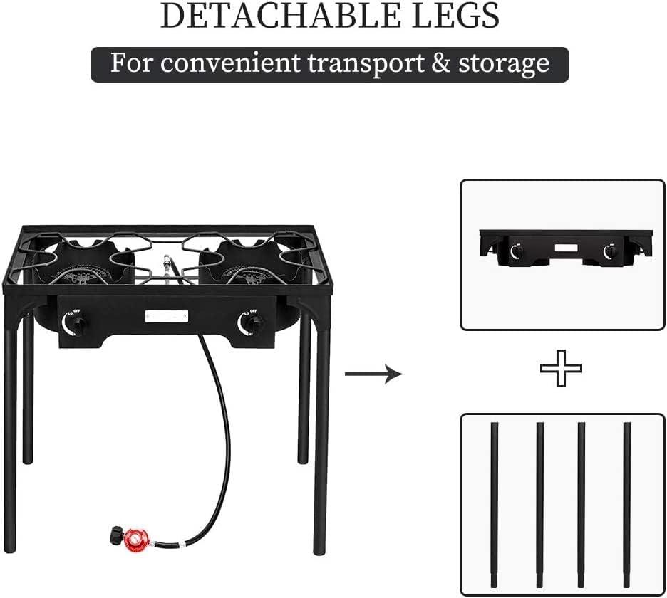 High-Pressure Black Cast Iron 2-Burner Outdoor Gas Stove