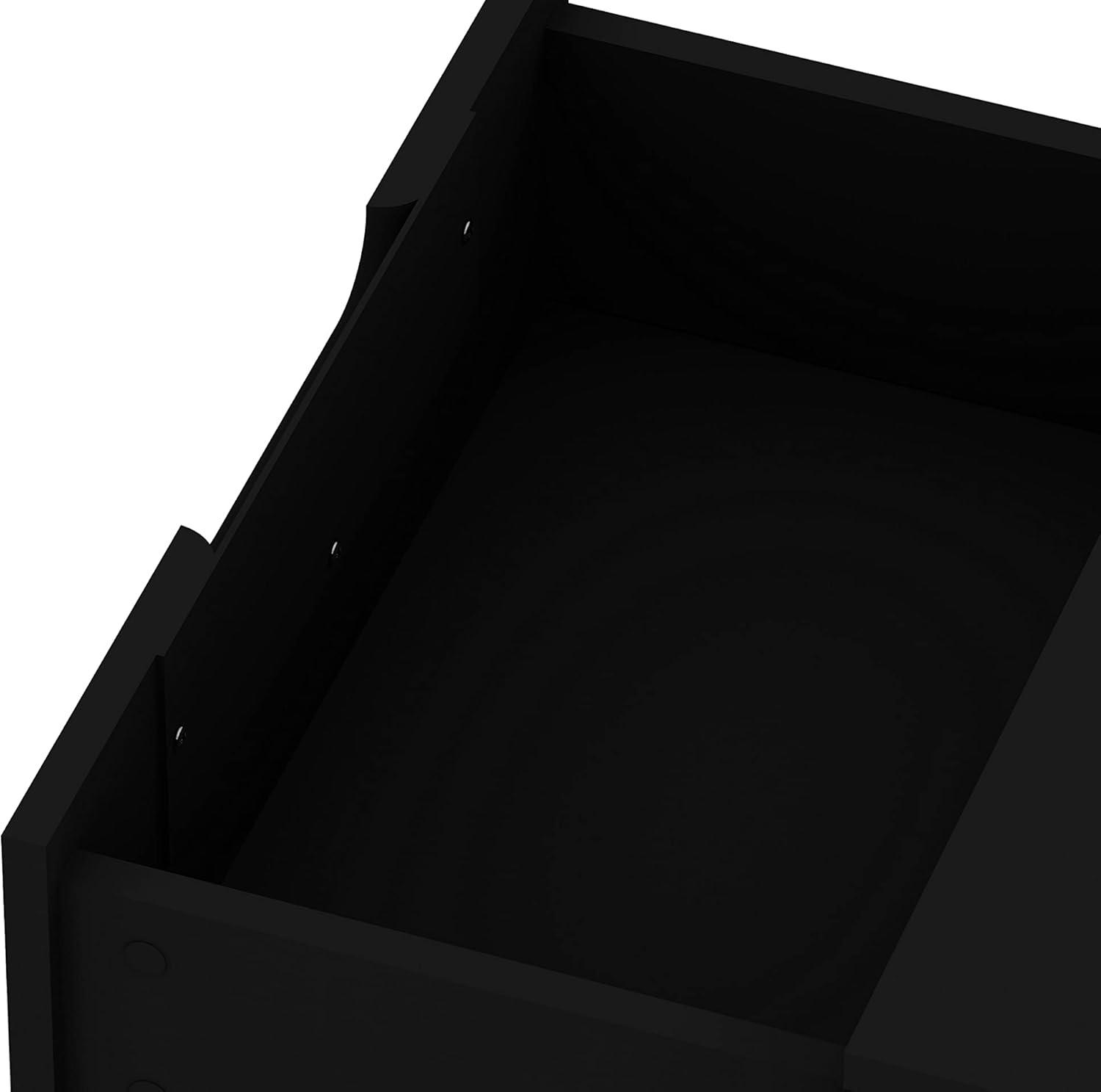 Set of 2 Rockefeller 2 Drawer Nightstands Black - Manhattan Comfort: Modern Bedside Storage Furniture
