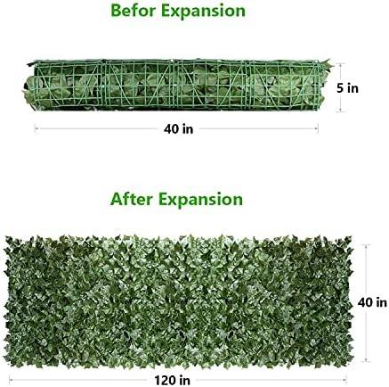 Eden's Decor Artificial Ivy Privacy Fence Screen 120"X40", Artificial Hedges Fence and Faux Ivy Vine Forest-Color/Mint Green Leaves Decoration for Outdoor Decor, Garden, Yard, Porch, Patio