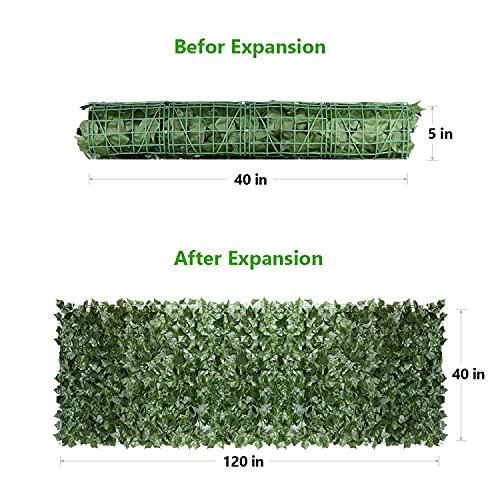 Eden's Decor Artificial Ivy Privacy Fence Screen 120"X40", Artificial Hedges Fence and Faux Ivy Vine Forest-Color/Mint Green Leaves Decoration for Outdoor Decor, Garden, Yard, Porch, Patio