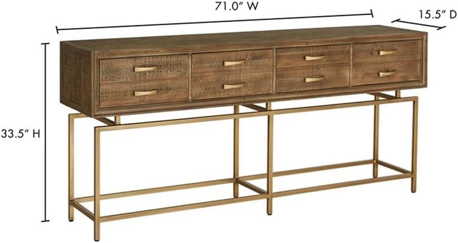 Aristocrat 71'' Brown and Gold Round Console Table with Storage