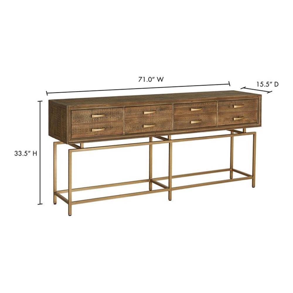 Aristocrat 71'' Brown and Gold Round Console Table with Storage