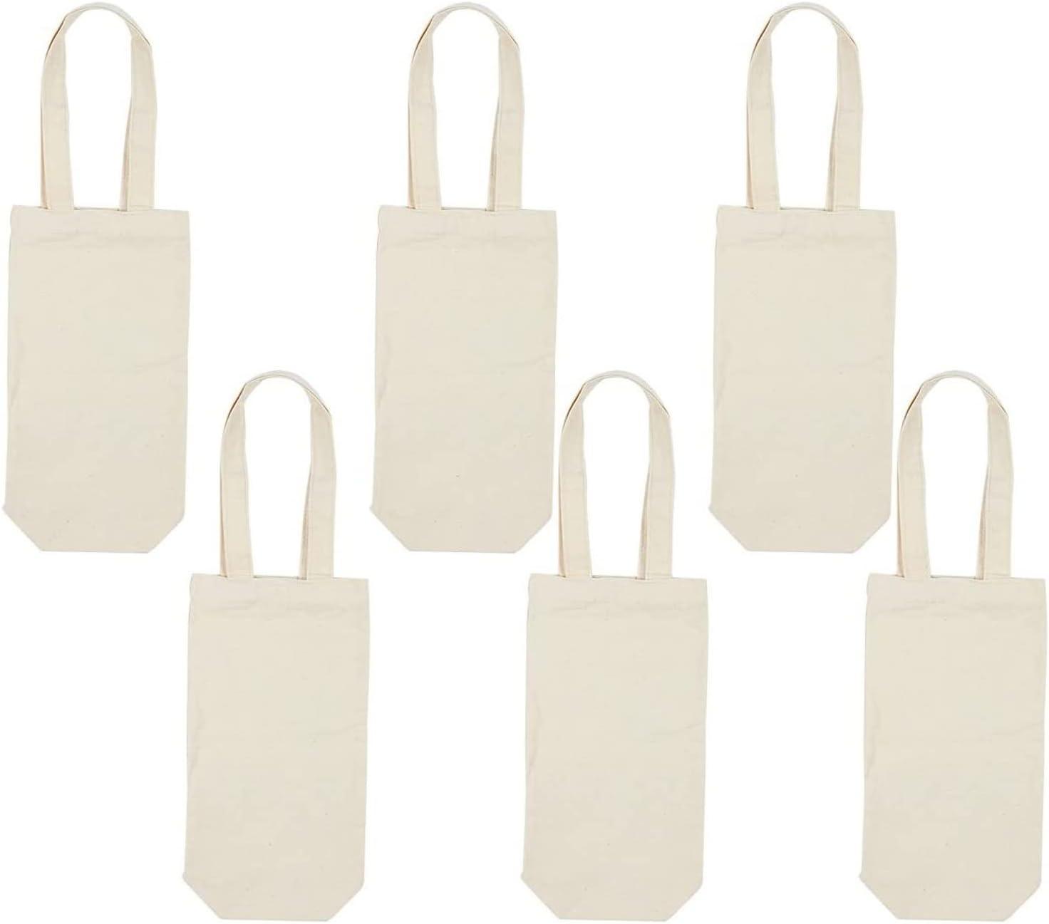 Blue Panda Canvas Wine Carrying Bags with Handles, Burlap Wine Bottle Gift Totes For Father's Day, Birthday Parties, Graduation, Bridal Shower, 6 Pack