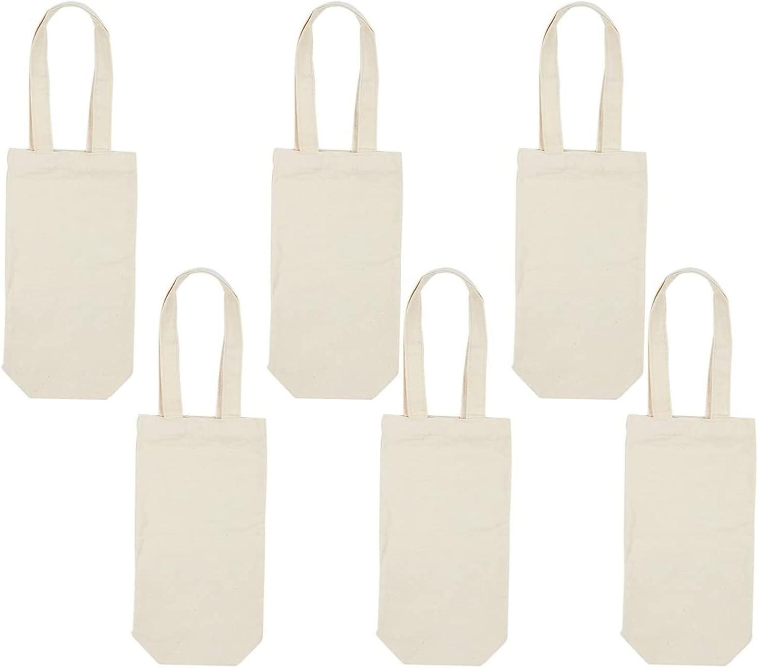 Blue Panda Canvas Wine Carrying Bags with Handles, Burlap Wine Bottle Gift Totes For Father's Day, Birthday Parties, Graduation, Bridal Shower, 6 Pack