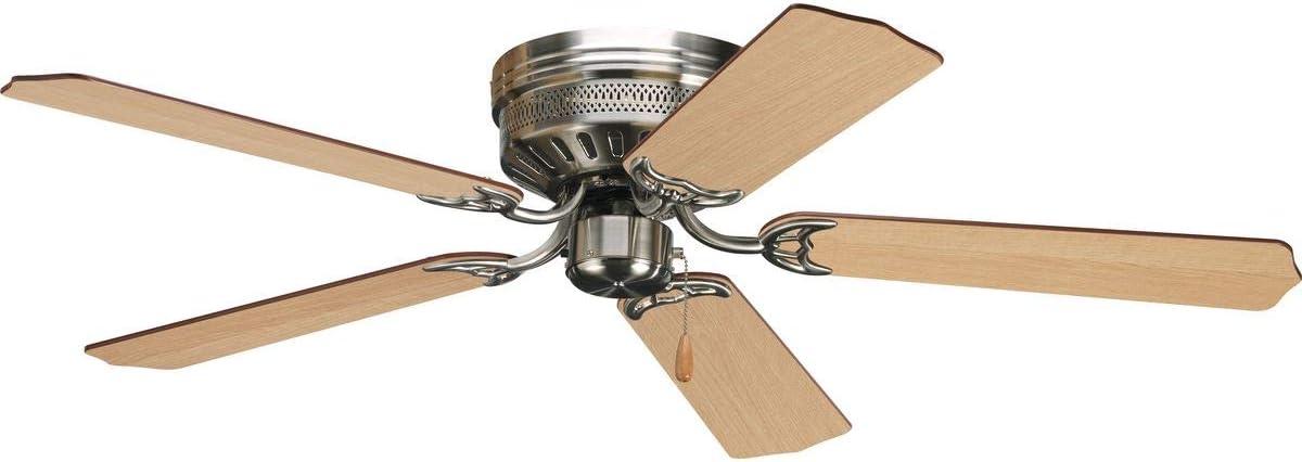 Progress Lighting Hugger 52 Hugger 52" 5 Blade Flush Mount Indoor Ceiling Fan - Nickel