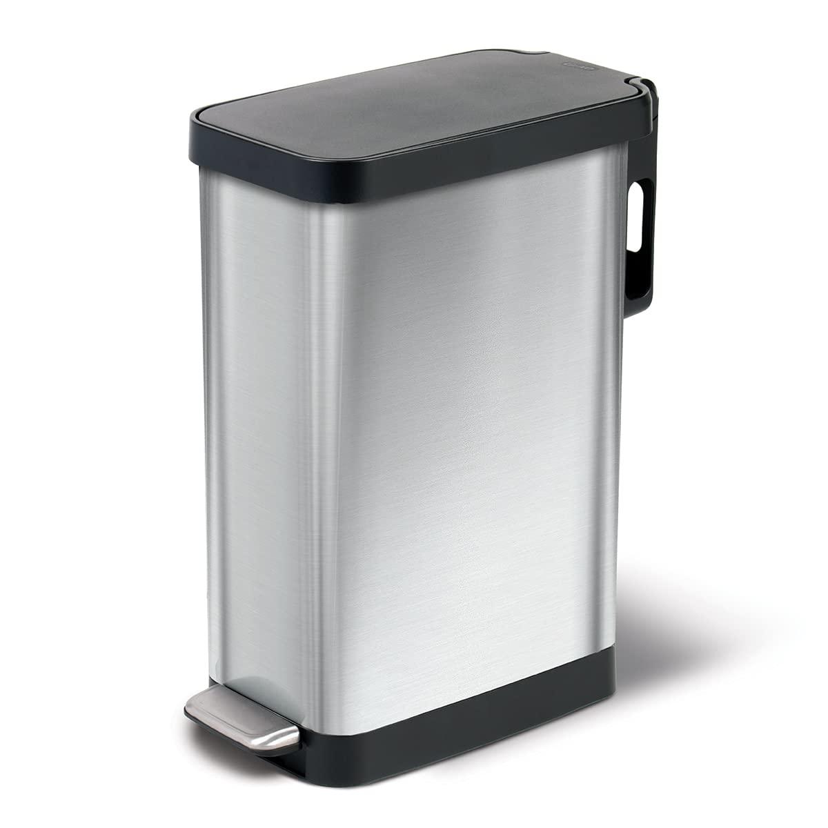 Glad 12 Gallon Slim Stainless Steel Step on Kitchen Trash Can