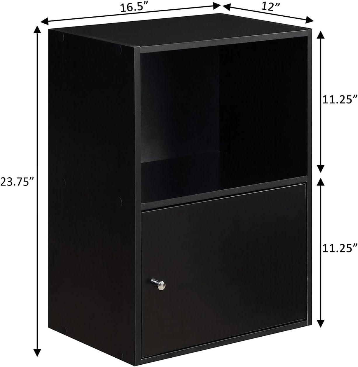 Black Compact Office Storage Cabinet with Chrome Knob