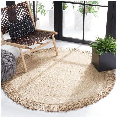 Braided BRD259 Hand Braided Area Rug - Beige - 5' round - Safavieh.