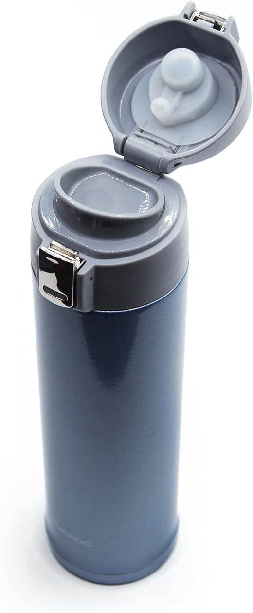 CUCKOO Double-Wall Insulated Tumbler for Hot & Cold beverages up to 24 Hours with Button Release Top. BPA Free, Dishwasher Safe. Blue 16.9 Oz CVB-F50SB