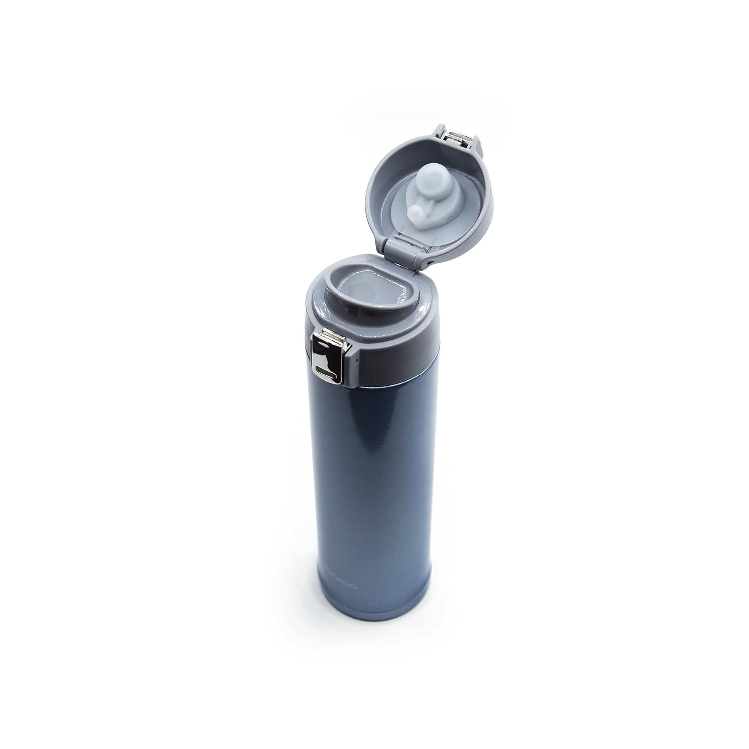 CUCKOO Double-Wall Insulated Tumbler for Hot & Cold beverages up to 24 Hours with Button Release Top. BPA Free, Dishwasher Safe. Blue 16.9 Oz CVB-F50SB