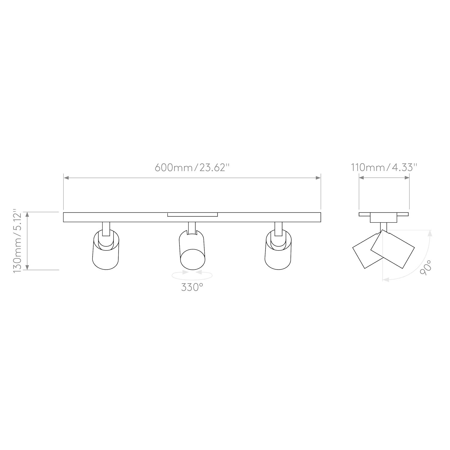 Matte Black Adjustable 3-Light LED Ceiling Spotlight