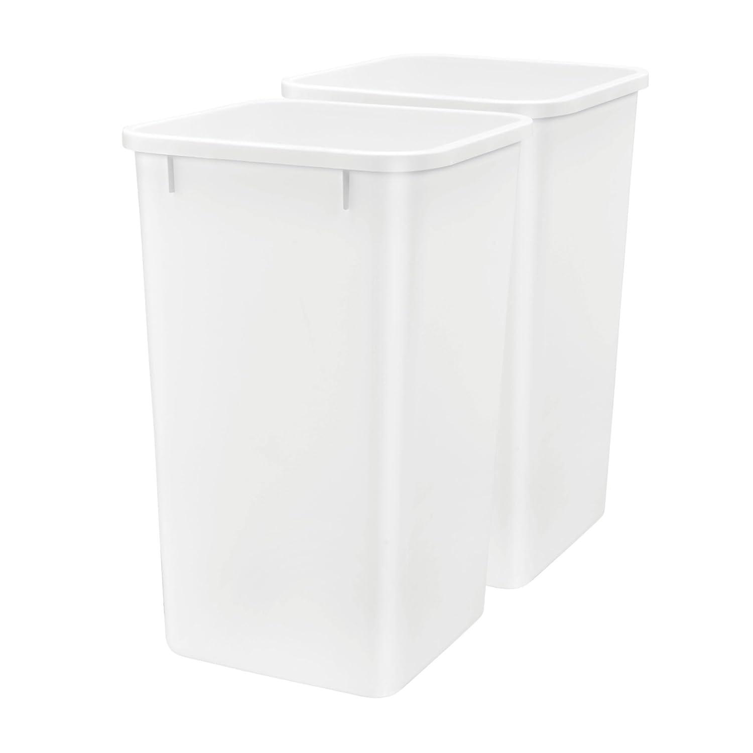 Rev-A-Shelf White Plastic Pull-Out Trash Bins, 2 Pack