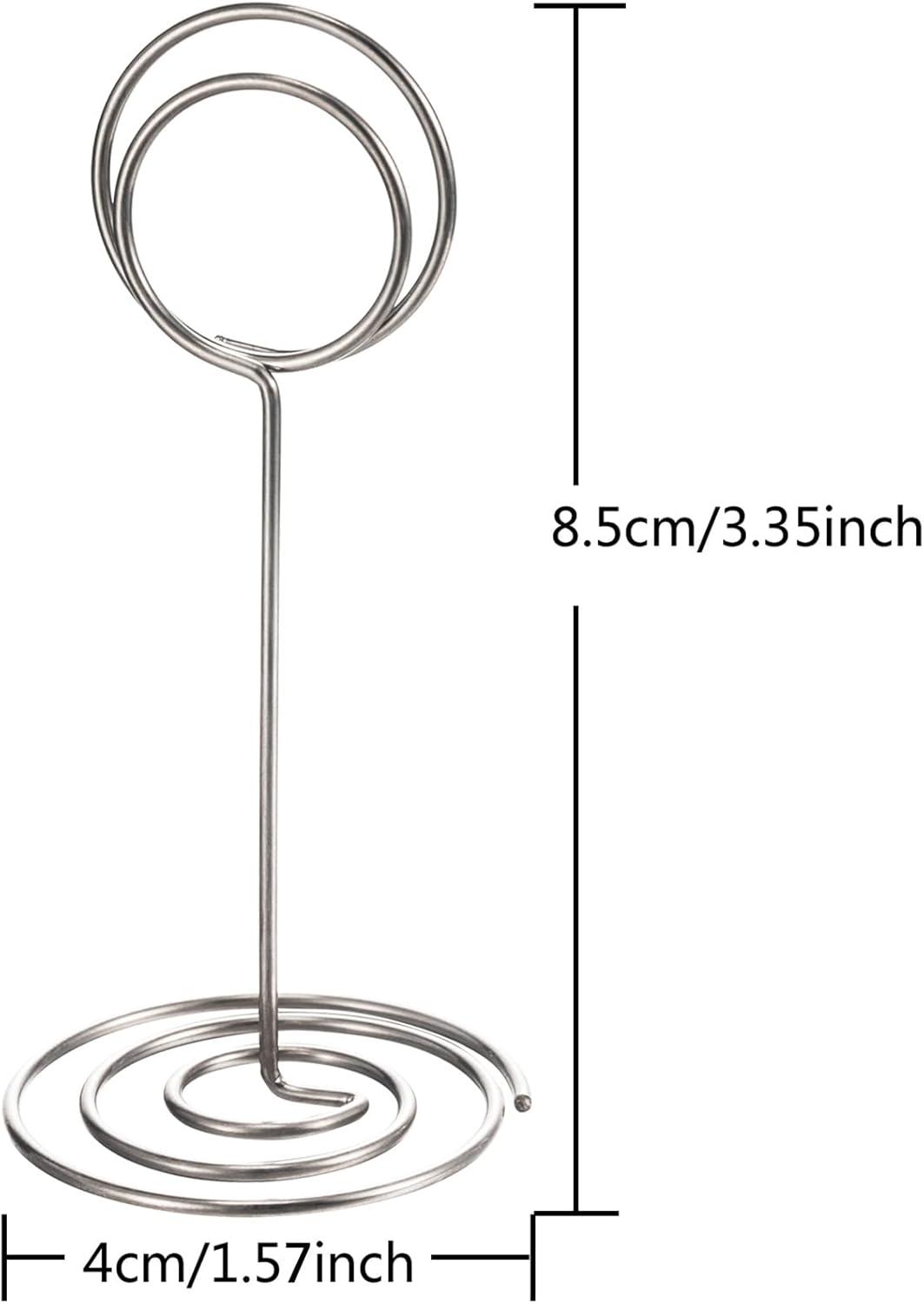 TecUnite 24 Pack 3.35 Inch Table Number Holder Place Card Wire Photo Holder Picture Name Menu Clips Memo Note Cards Stand for Wedding Reception Anniversary Birthday Party Centerpieces(Silver)