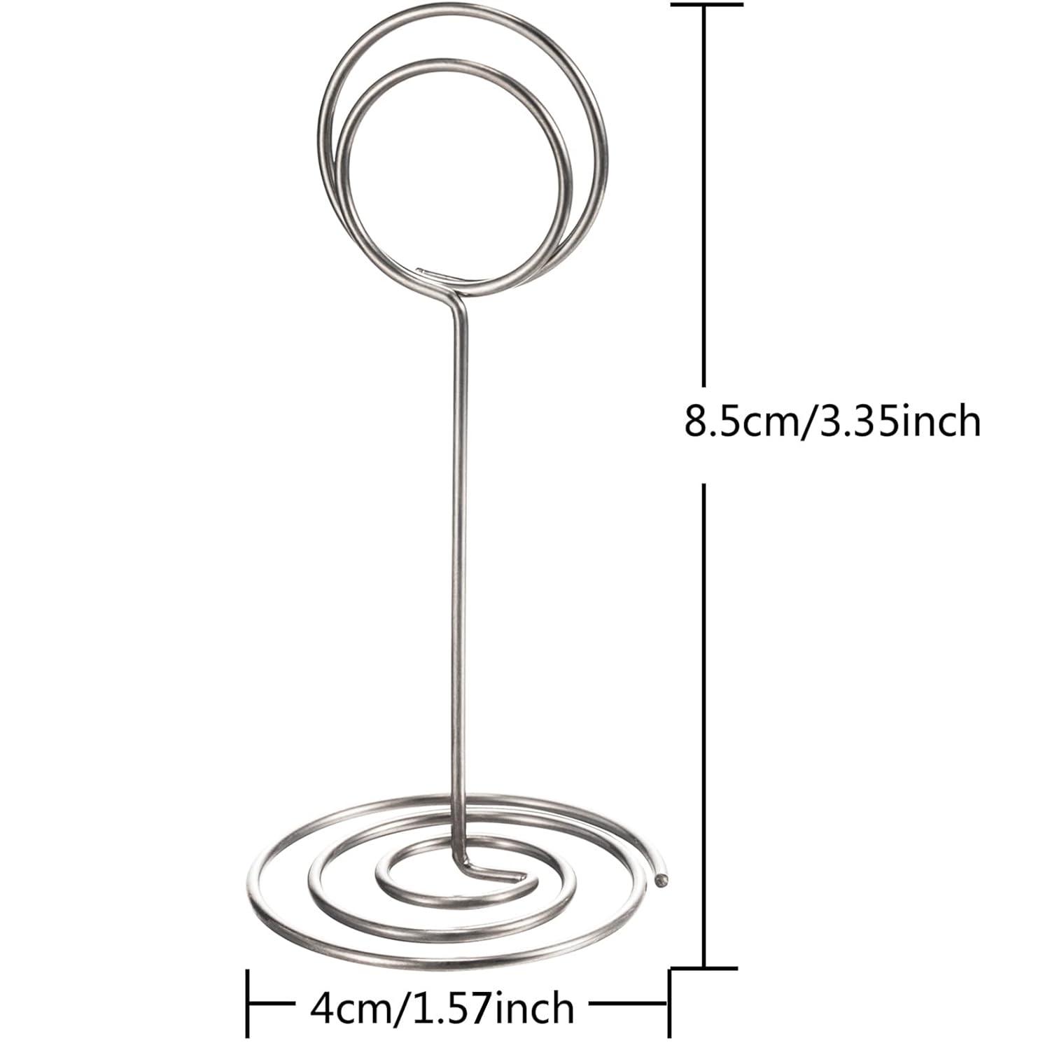 TecUnite 24 Pack 3.35 Inch Table Number Holder Place Card Wire Photo Holder Picture Name Menu Clips Memo Note Cards Stand for Wedding Reception Anniversary Birthday Party Centerpieces(Silver)