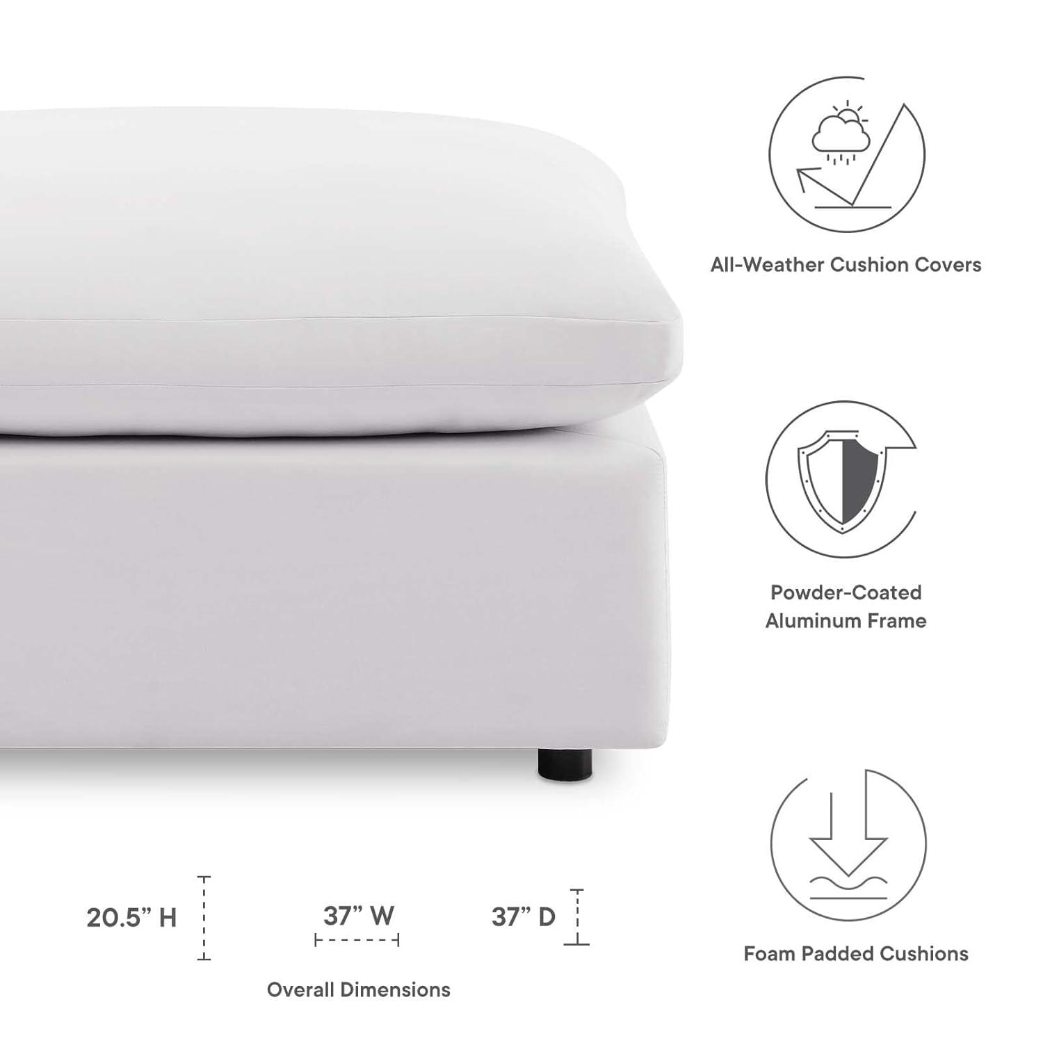 Modway Commix Overstuffed Outdoor Patio Ottoman in White