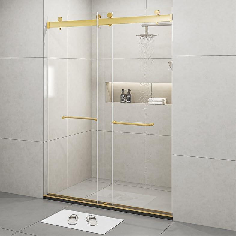 Frameless Sliding Glass Shower Doors with 3/8"(10mm) Clear Tempered Glass