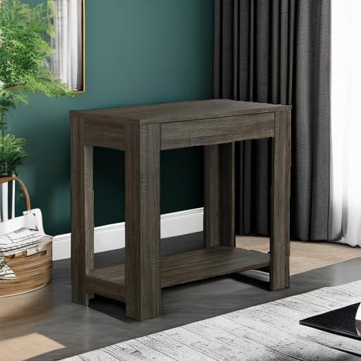 Safdie & Co. 24"L Wood 1-Drawer 1-Shelf Accent Table in Dark Grey