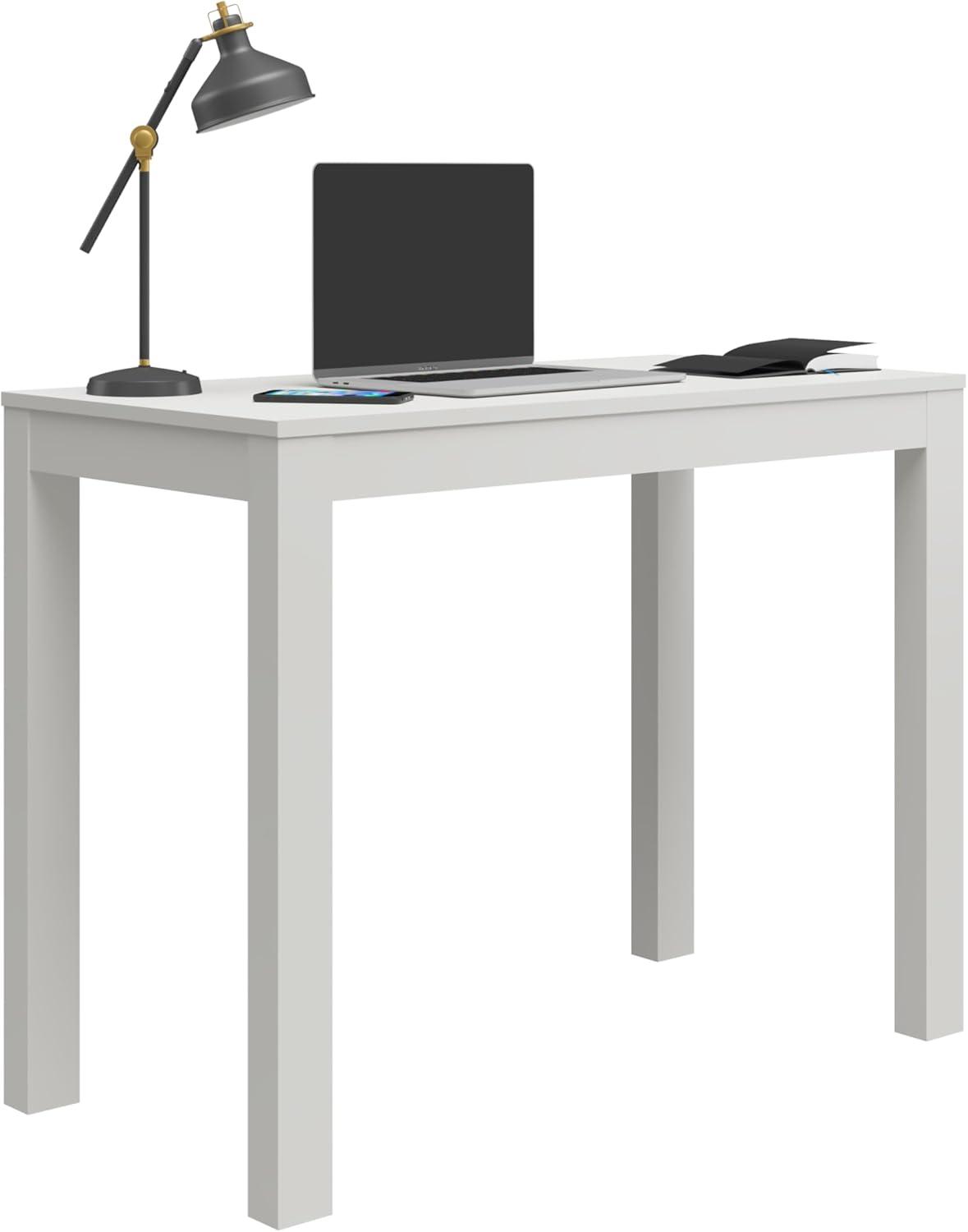 Parsons White Engineered Wood Small Computer Desk with Drawer