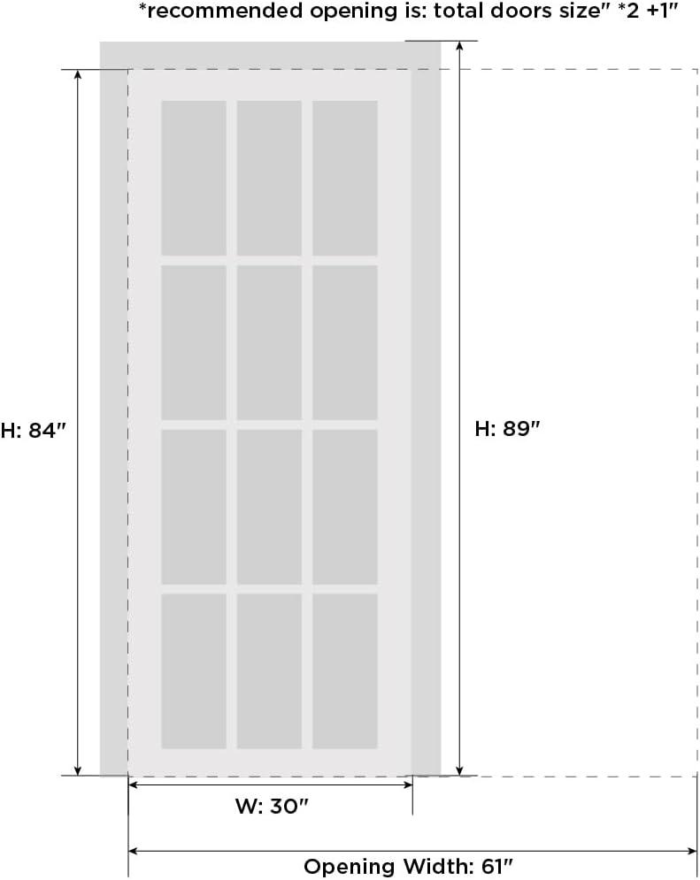 SARTODOORS Quadro Frosted Glass Sliding Closet White Door with Installation Hardware Kit