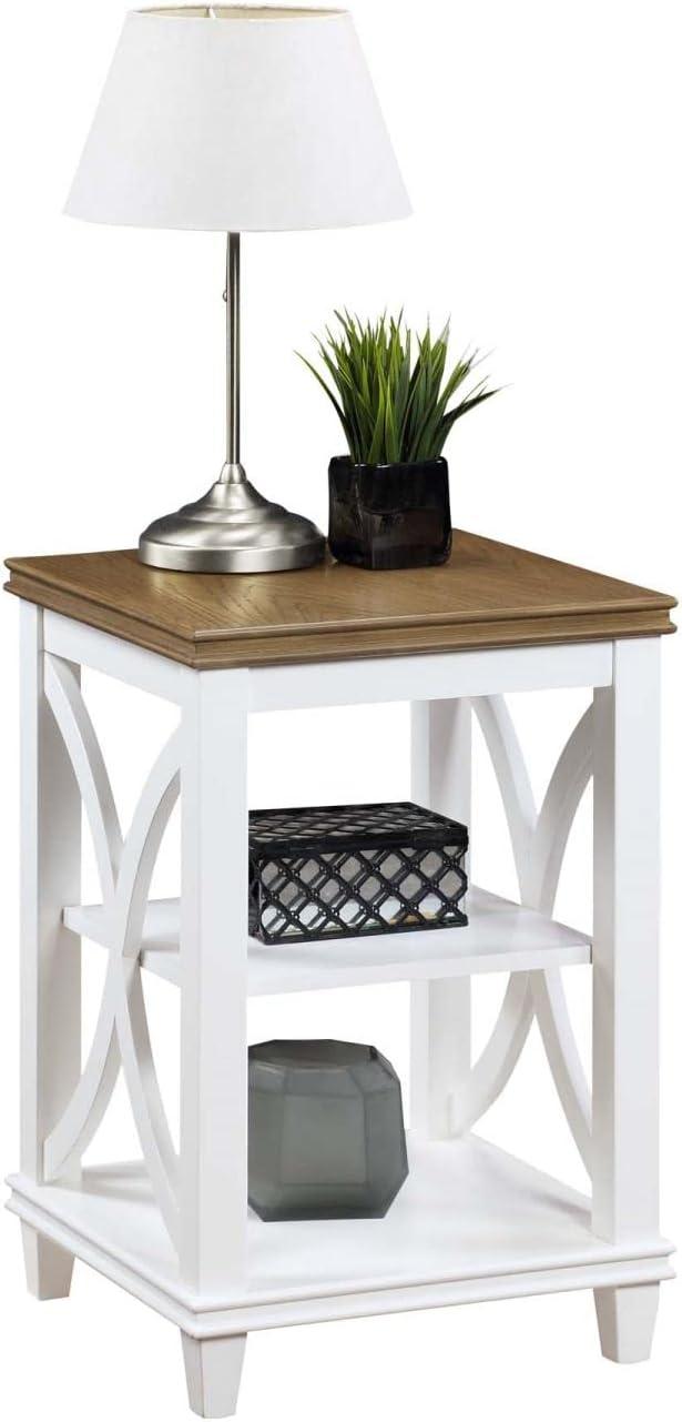 Convenience Concepts Florence End Table in White and Brown Wood Finish