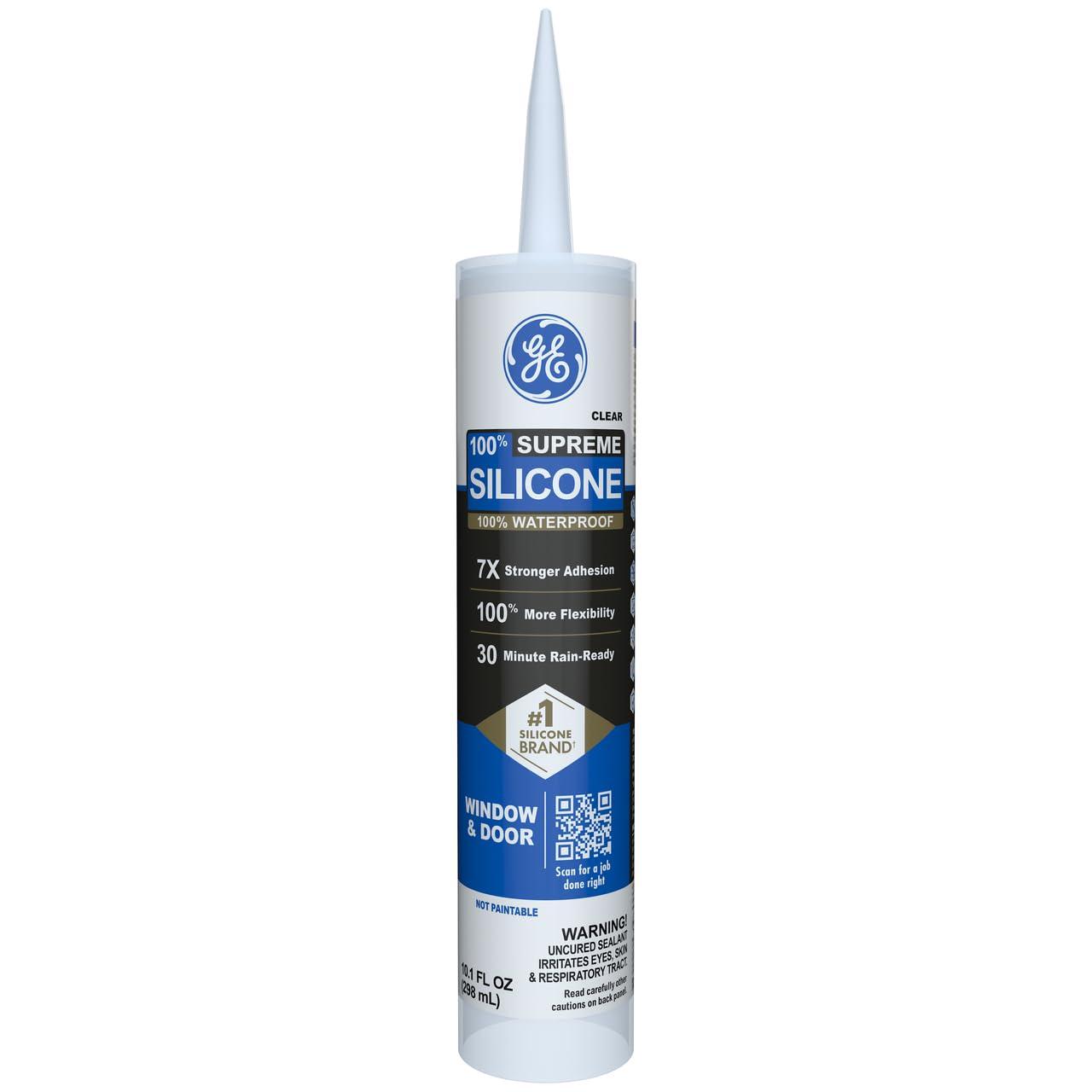 GE Supreme Silicone Window & Door Sealant, Pack of 1, Clear 10.1 fl oz Cartridge