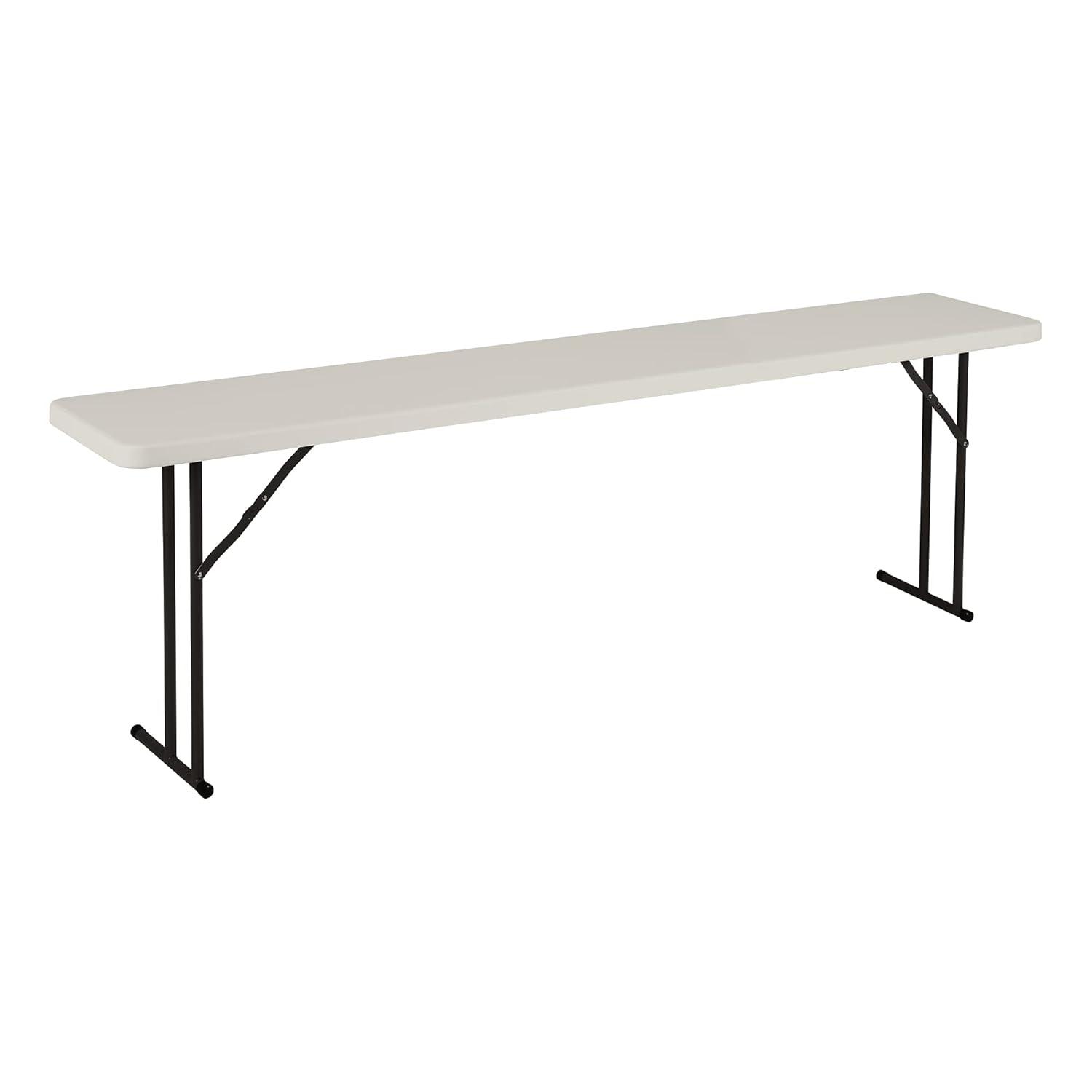 Norwood Commercial Furniture 8 ft Multipurpose Indoor Outdoor Heavy Duty Portable Blow Molded Plastic Folding Training Seminar Table 18" W x 96" L Gray