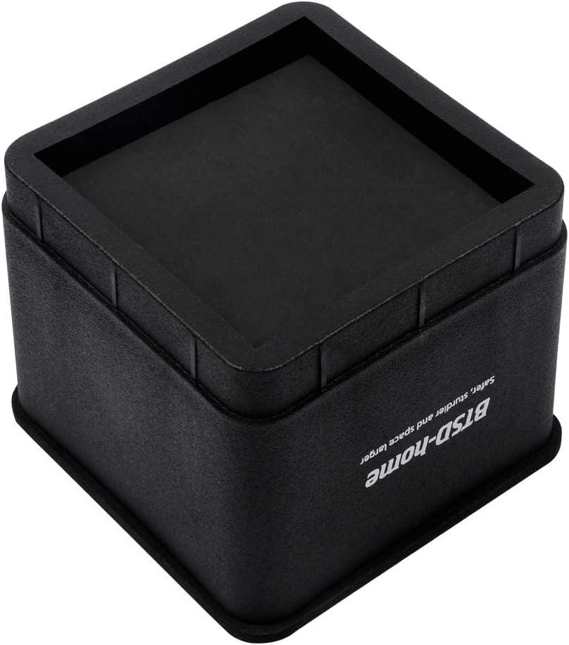 BTSD-home 3" or 6" Stackable Plastic Bed Risers, Black, 4 Pack
