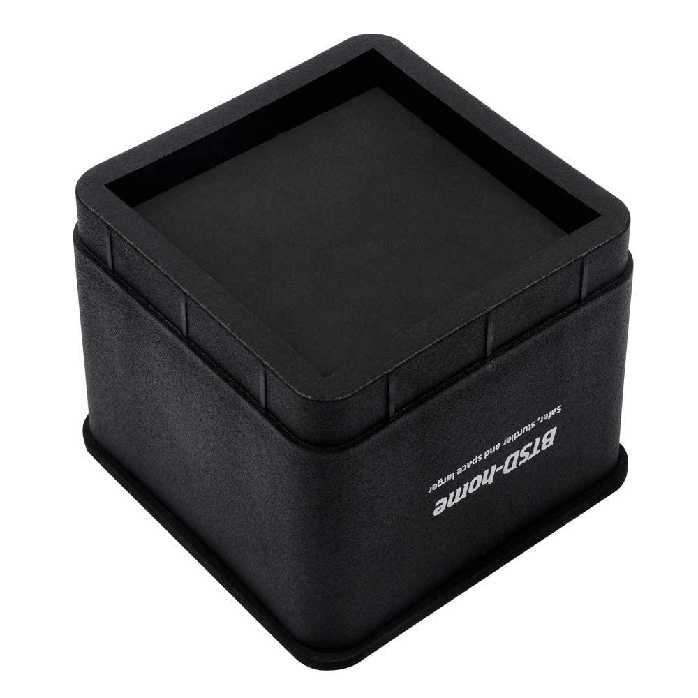 Black Stackable Plastic Bed Risers, 3 or 6 Inch, 4 Pack