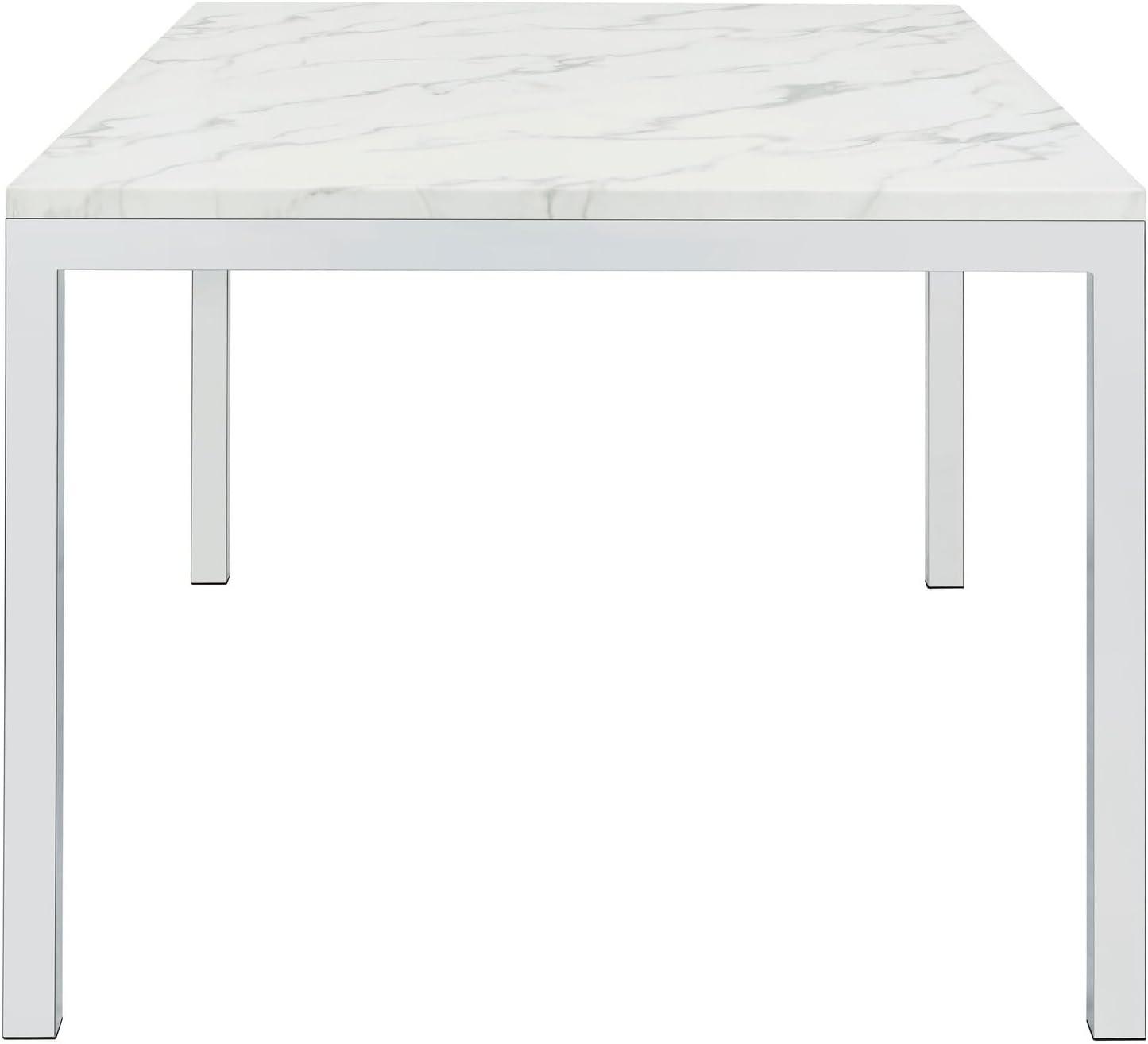 Athena Rectangle Dining Table with Marble Top Chrome