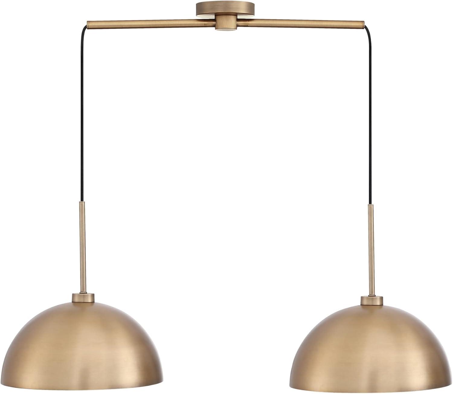 2-Light Percy Modern Island Pendant Ceiling Fixture Light Vintage Brass - Nathan James